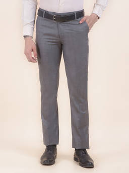 Cantabil - Men Grey Solid/Plain Formal Trouser