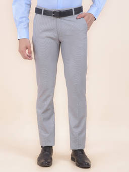 Cantabil - Men Grey Textured Formal Trouser
