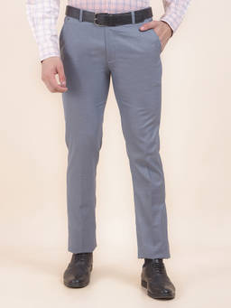 Cantabil - Men Grey Textured Formal Trouser