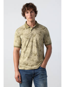 Peter England - Men Beige Printed Polo T-Shirt