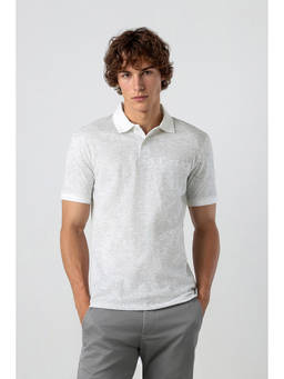 Peter England - Men White Printed Polo T-Shirt