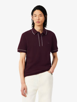 Lacoste - Men Burgundy Textured Polo T-Shirt