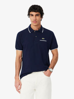 Lacoste - Men Blue Textured Polo T-Shirt