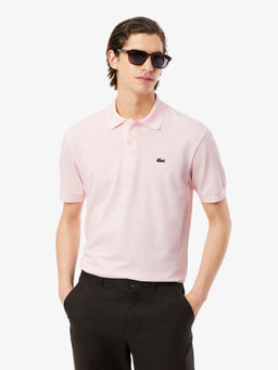 Lacoste - Men Pink Textured Polo T-Shirt