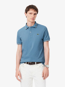 Lacoste - Men Blue Textured Polo T-Shirt