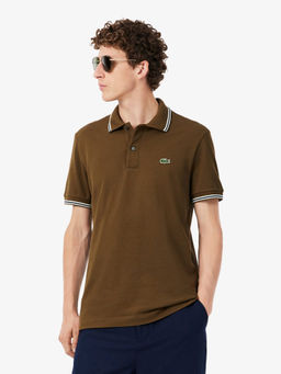 Lacoste - Men Brown Textured Polo T-Shirt