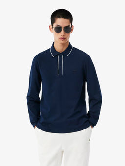 Lacoste - Men Blue Solid/Plain Polo T-Shirt