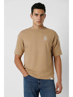 Peter England - Men Beige Graphic T-Shirt