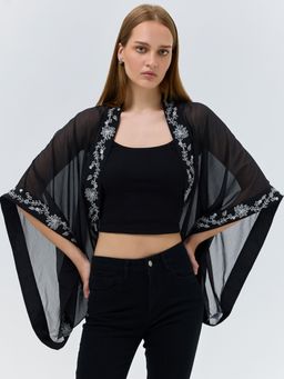 Cover Story - Black Embroidered Shrug