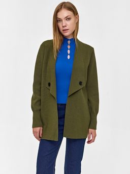 Cover Story - Olive Shrug with Lapel Collar