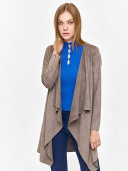 Cover Story - Light Grey Suede Long Shrug