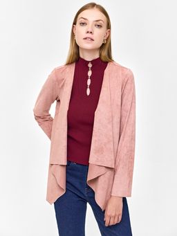 Cover Story - Dark Pink Short Suede Shrug