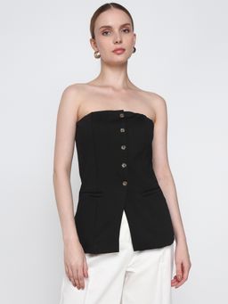 Cover Story - Black Buttoned Tube Top