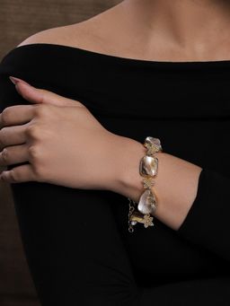 Viana Jewels - Gold Plated Brass Adjustable Stone Bracelet