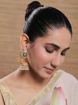 Viana Jewels - Pakeeza Traditional Gold-Plated Jhumka With Antique Bird Design