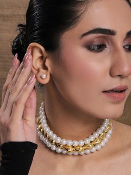 Viana Jewels - Saima Designer Pearl And Gold Choker Set