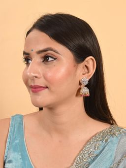 Ratnavali Jewels - Gold Plated Red Jhumka