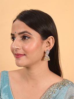 Ratnavali Jewels - Gold Silver Plated White Jhumka