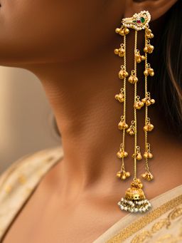 Viana Jewels - Zeenat Traditional Bird Motif Long Jhumka