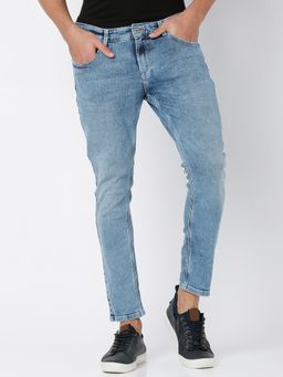 Spykar - Light Blue Cotton Stretch Slim Fit Tapered Length Jeans for Men (kano)