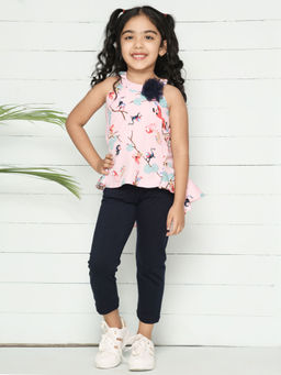 Lilpicks - Pink Monkey Print Top With Legging Set