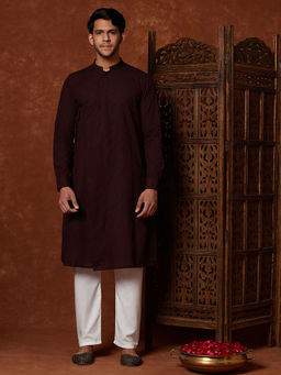 Fabindia - Cotton Woven Slim Fit Long Kurta With Cuff