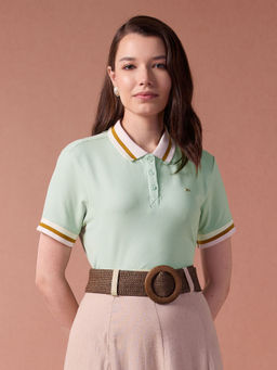 U.S. POLO ASSN. - Green Contrast Collar Metallic Logo Polo Shirt