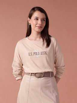 U.S. POLO ASSN. - Drop Shoulder Beige T-Shirt