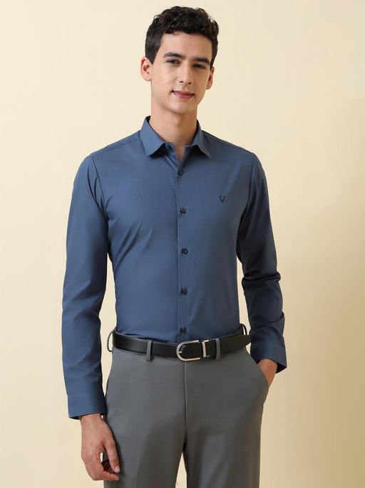 Allen Solly Men Blue Slim Fit Solid Full Sleeves Casual Shirts