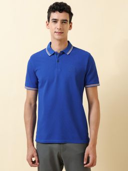 Allen Solly - Men Blue Solid Collar Neck T-Shirt