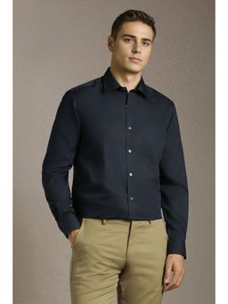 Louis Philippe - Men Black Classic Fit Solid Full Sleeves Formal Shirt