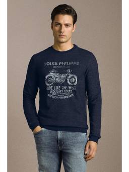 Louis Philippe - Men Casual Navy Graphic Print Sweatshirt
