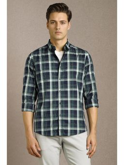 Louis Philippe - Men Navy Check Full Sleeves Casual Shirt