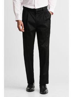 Peter England - Men Black Solid Regular Fit Casual Trouser