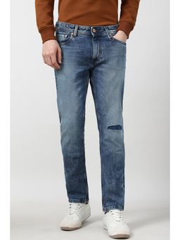 Peter England - Men Navy Dark Wash Tapered Jeans
