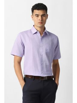 Van Heusen - Men Purple Regular Fit Solid Half Sleeves Formal Shirt