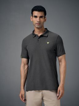 Technosport - Men Solid Slim Fit Sports Polo T-shirt with MATPIQ - Olive