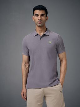 Technosport - Men Solid Slim Fit Sports Polo T-shirt with MATPIQ - Grey