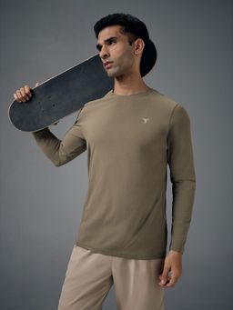 Technosport - Men Solid Slim Fit Round Neck Sports T-shirt with COTFLEX - Olive