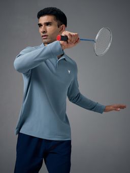 Technosport - Men Solid Slim Fit Polo Sports T-shirt with MATPIQ - Blue