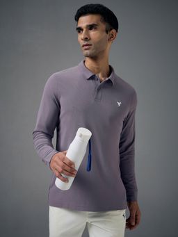 Technosport - Men Solid Slim Fit Polo Sports T-shirt with MATPIQ - Purple