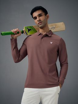 Technosport - Men Solid Slim Fit Polo Sports T-shirt with MATPIQ - Mauve