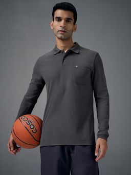 Technosport - Men Solid Slim Fit Polo Sports T-shirt with MATPIQ - Grey