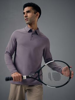 Technosport - Men Solid Slim Fit Polo Sports T-shirt with COTFLEX - Purple