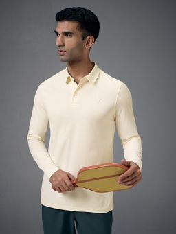 Technosport - Men Solid Slim Fit Polo Sports T-shirt with COTFLEX - Off White