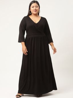 theRebelinme - Womens Black Solid Color Partywear Maxi Dress
