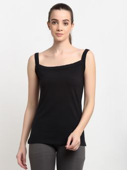 BRINNS - Womens Black Regular Strap Cotton Camisole Top
