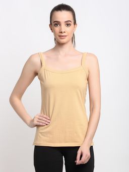 BRINNS - Womens Beige Regular Strap Cotton Camisole Top