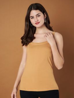 BRINNS - Womens Brown Regular Strap Cotton Camisole Top