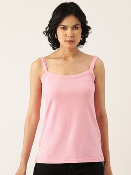 BRINNS - Womens Pink Regular Strap Cotton Camisole Top